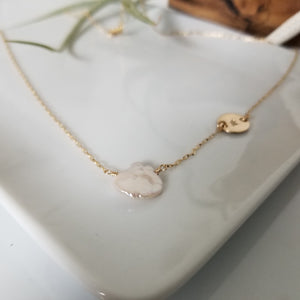 The "Amy" - Raw Freshwater Pearl and Initial Necklace - Sterling or Gold