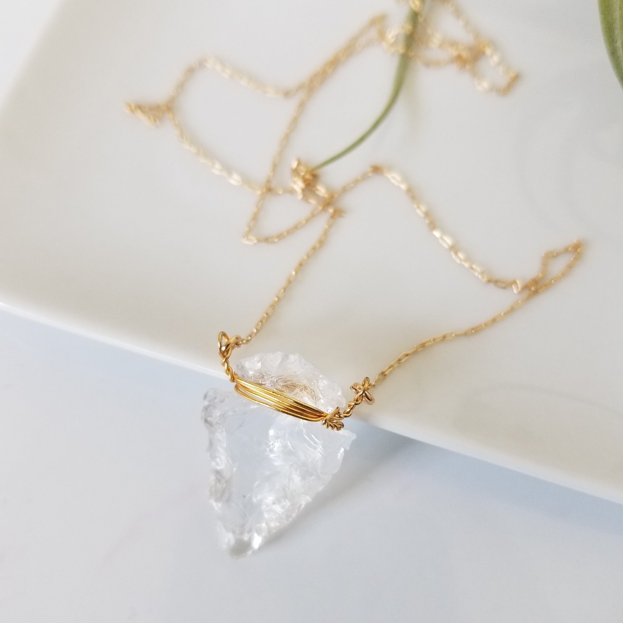 The "Steph" - Crystal Quartz Arrowhead Necklace - Sterling or Gold