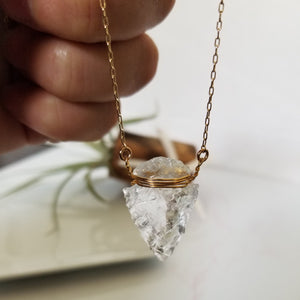 The "Steph" - Crystal Quartz Arrowhead Necklace - Sterling or Gold