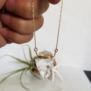 The "Steph" - Crystal Quartz Arrowhead Necklace - Sterling or Gold