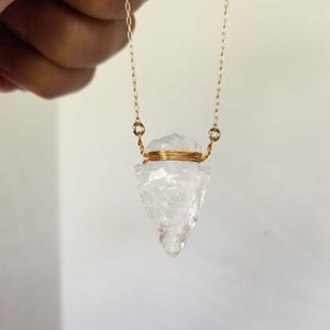 The "Steph" - Crystal Quartz Arrowhead Necklace - Sterling or Gold