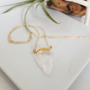 The "Steph" - Crystal Quartz Arrowhead Necklace - Sterling or Gold