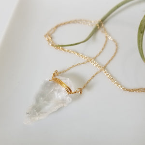 The "Steph" - Crystal Quartz Arrowhead Necklace - Sterling or Gold