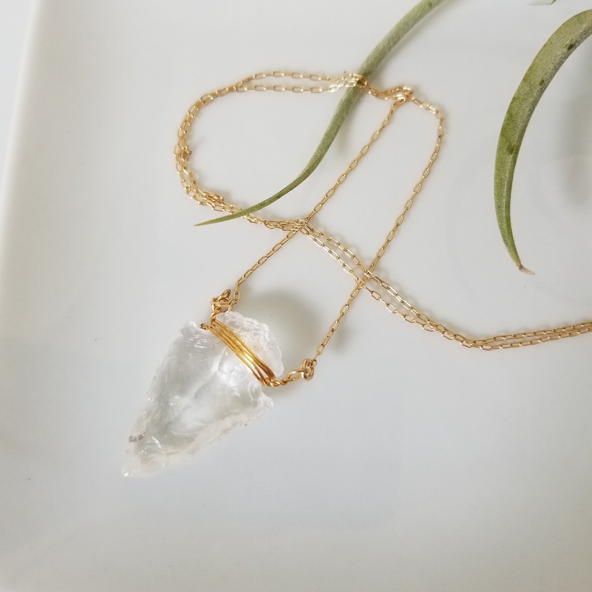 The "Steph" - Crystal Quartz Arrowhead Necklace - Sterling or Gold