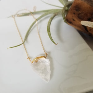 The "Steph" - Crystal Quartz Arrowhead Necklace - Sterling or Gold