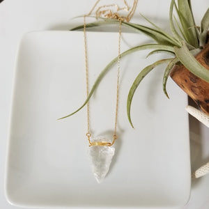 The "Steph" - Crystal Quartz Arrowhead Necklace - Sterling or Gold