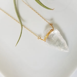 The "Steph" - Crystal Quartz Arrowhead Necklace - Sterling or Gold