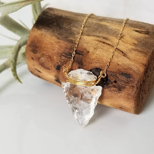 The "Steph" - Crystal Quartz Arrowhead Necklace - Sterling or Gold