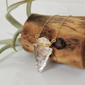 The "Steph" - Crystal Quartz Arrowhead Necklace - Sterling or Gold