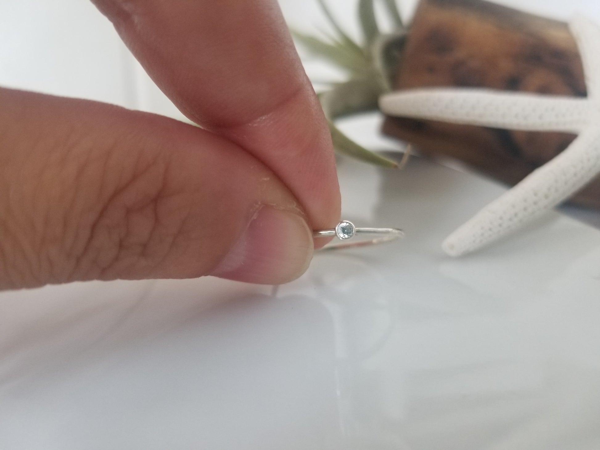 Mini Diamond CZ Stacking Ring  - Sterling, Gold or Rose Gold
