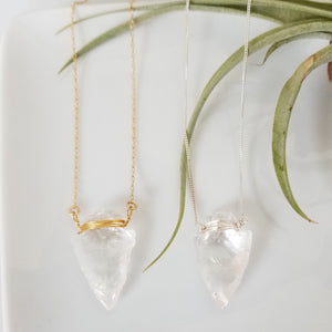 The "Steph" - Crystal Quartz Arrowhead Necklace - Sterling or Gold