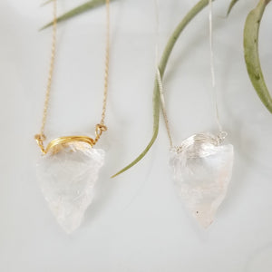 The "Steph" - Crystal Quartz Arrowhead Necklace - Sterling or Gold