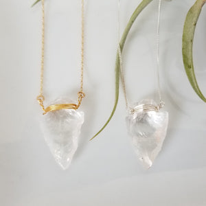 The "Steph" - Crystal Quartz Arrowhead Necklace - Sterling or Gold