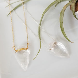 The "Steph" - Crystal Quartz Arrowhead Necklace - Sterling or Gold