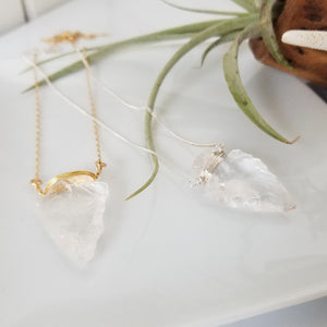 The "Steph" - Crystal Quartz Arrowhead Necklace - Sterling or Gold