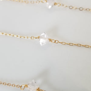 Multi Mini Herkimer Diamond Necklace - Sterling, Gold or Rose Gold