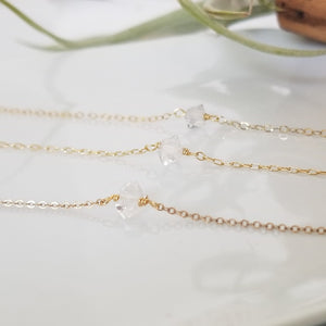 Multi Mini Herkimer Diamond Necklace - Sterling, Gold or Rose Gold