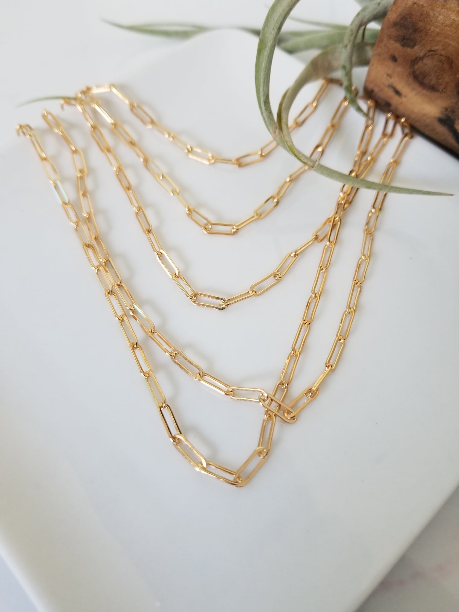 Gold Paperclip Layering Necklace