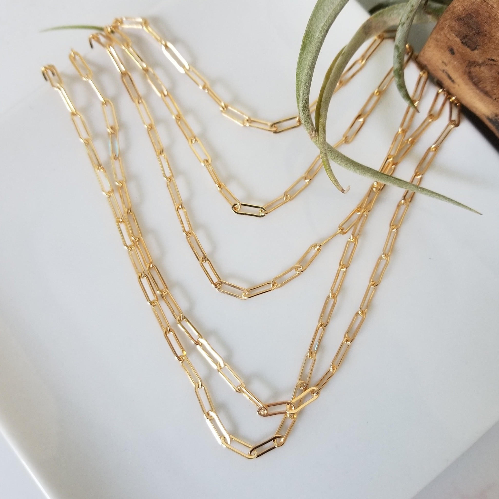 Gold Paperclip Layering Necklace