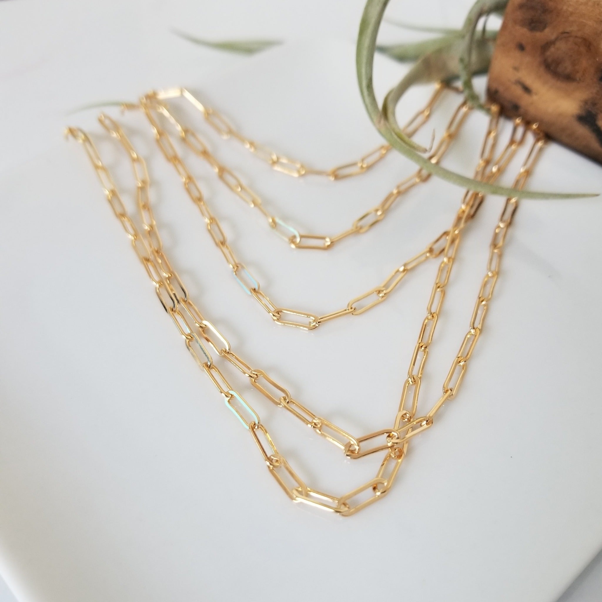 Gold Paperclip Layering Necklace