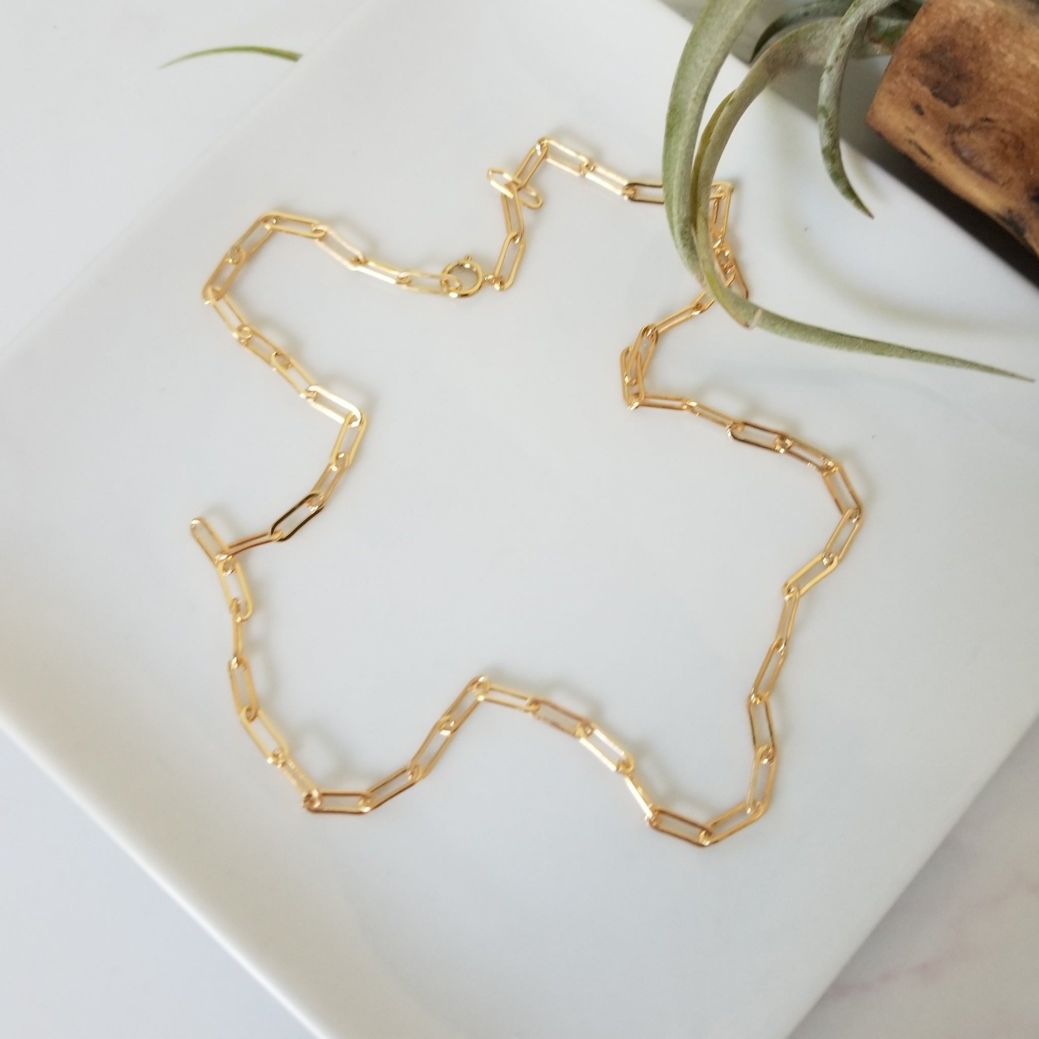 Gold Paperclip Layering Necklace