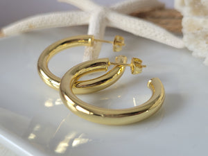 Gold Hollow Hoop Earrings