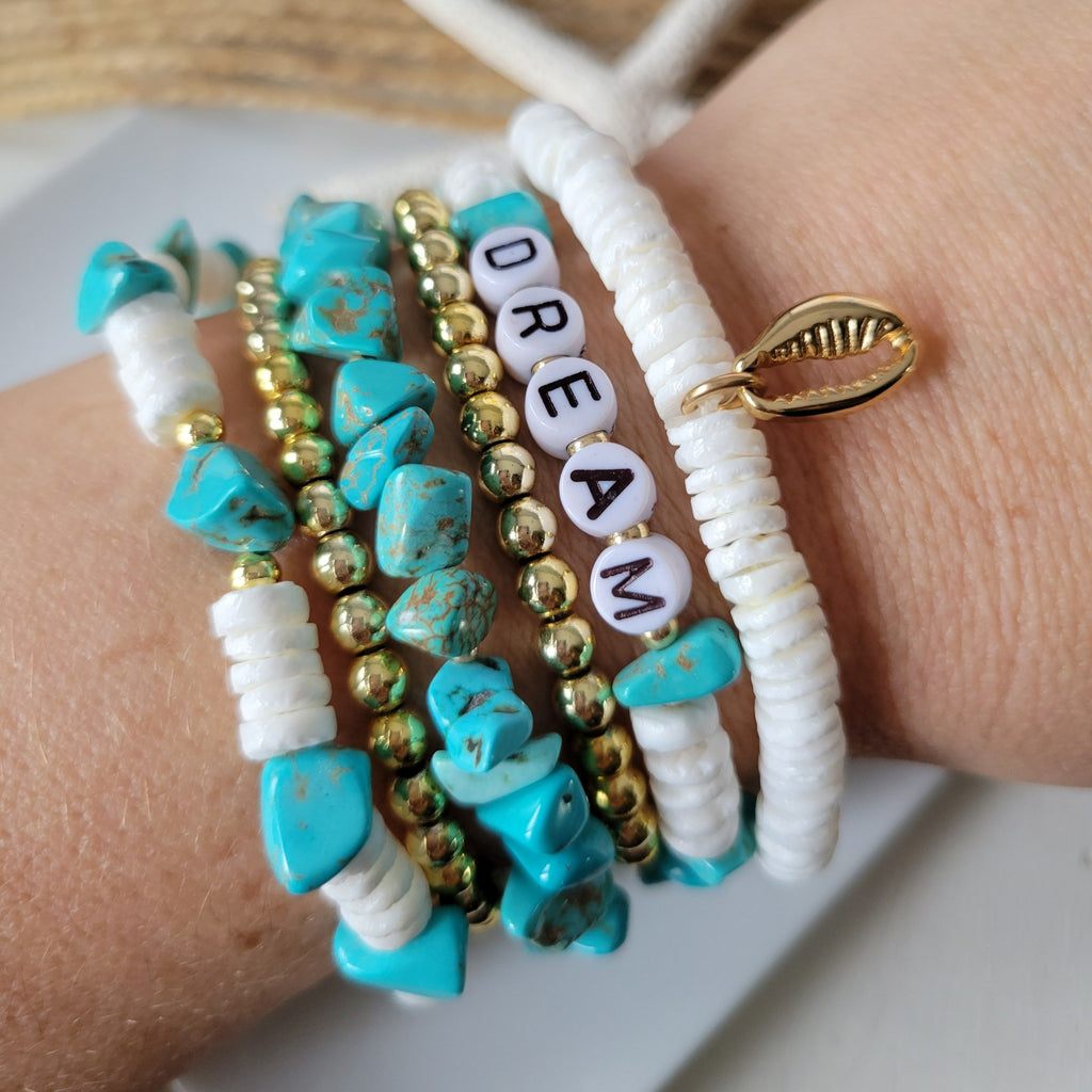 Real Turquoise and 14kt Gold Beaded Necklace, Bracelet, Earrings, or Set
