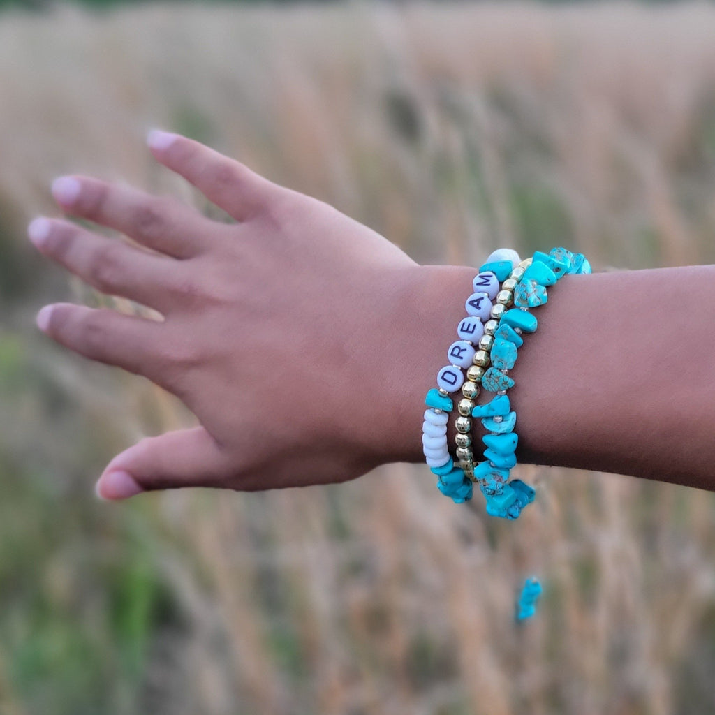 Real Turquoise and 14kt Gold Beaded Necklace, Bracelet, Earrings, or Set