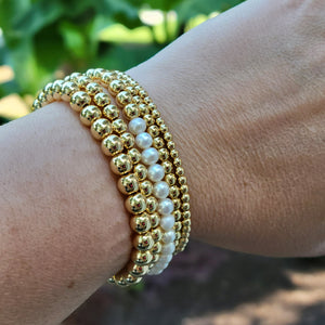 3mm, 4mm, 5mm and 6mm Beads Bracelet in Gold-Filled, Beaded Bracelets 5mm| 1 Bracelet