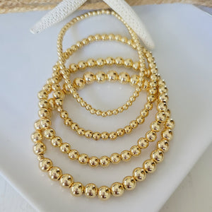 Gold Beaded Layering Bracelet - 3mm, 4mm, 5mm, 6mm