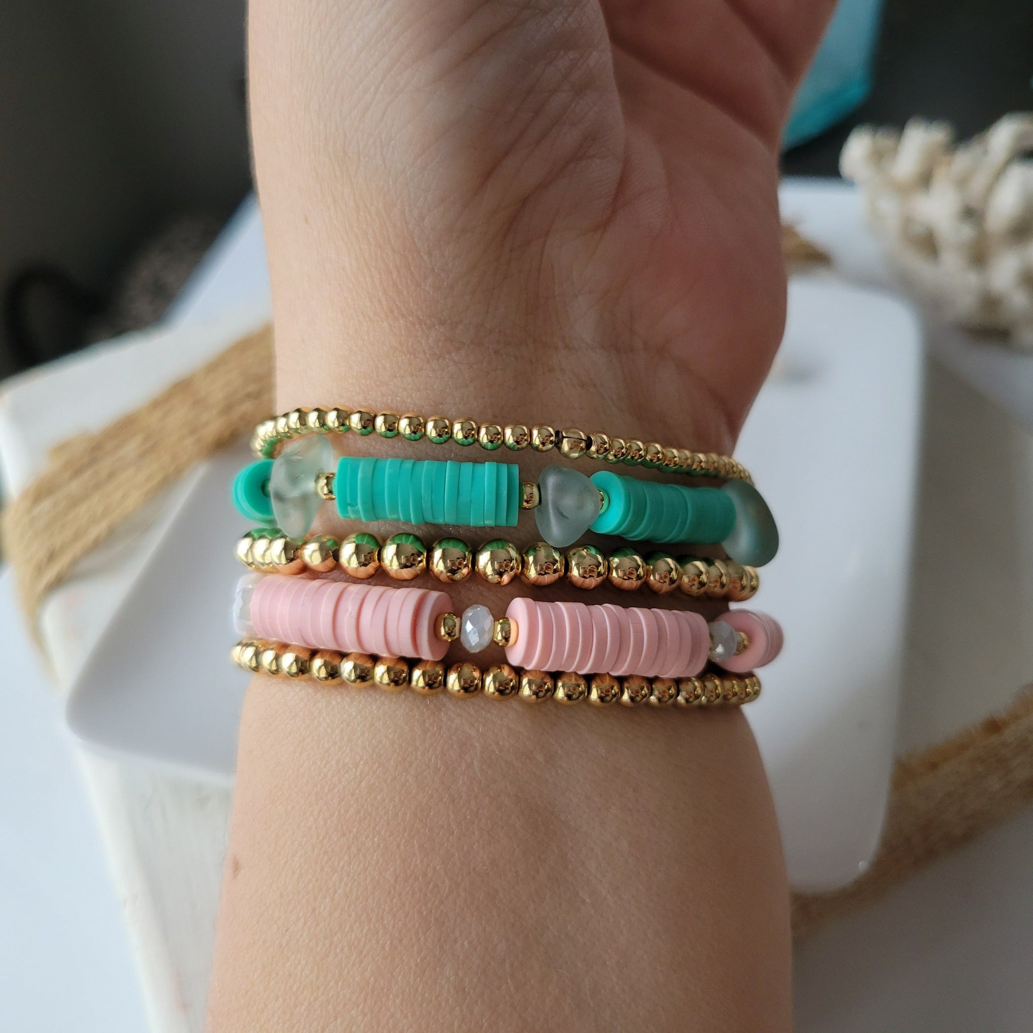 Clay Bead Stacking Bracelet Turquoise