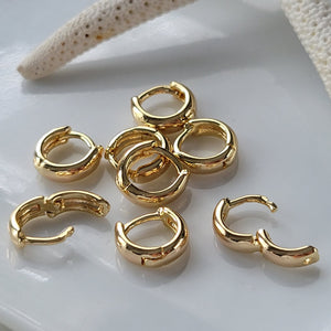 Babies/Children's Tiny Gold Huggie Hoop Earrings - Plain, Speck CZ, Pave CZ, or Dot