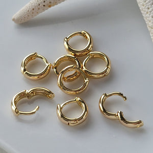 Babies/Children's Tiny Gold Huggie Hoop Earrings - Plain, Speck CZ, Pave CZ, or Dot