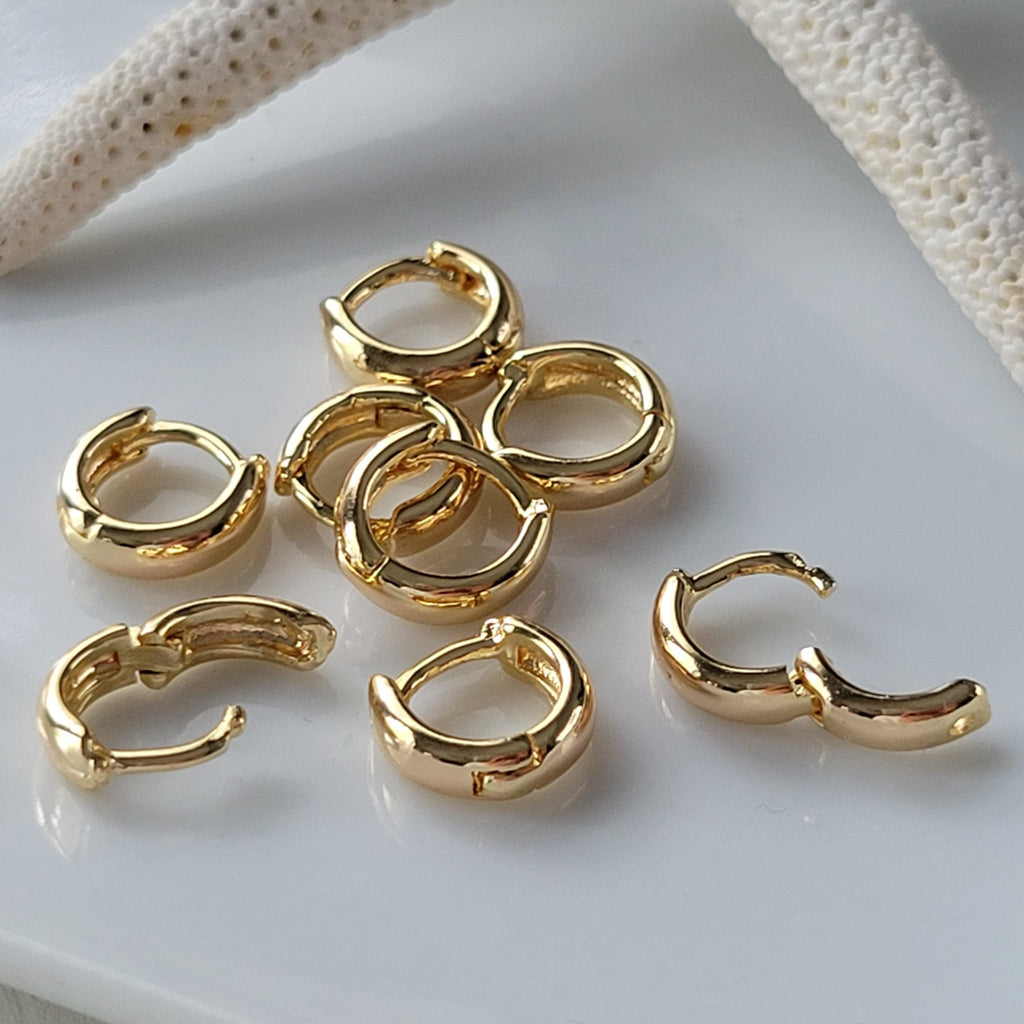 Babies/Children's Tiny Gold Huggie Hoop Earrings - Plain, Speck CZ, Pave CZ, or Dot