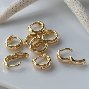 Babies/Children's Tiny Gold Huggie Hoop Earrings - Plain, Speck CZ, Pave CZ, or Dot