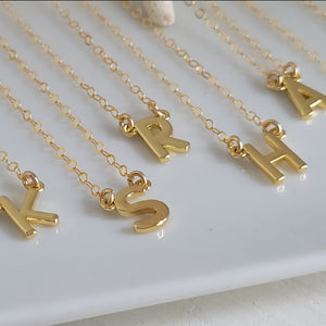 Tiny Gold Initial Necklace - 14kt Gold Filled - Any Initial