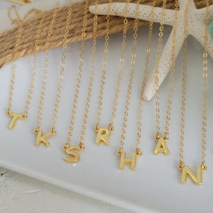Tiny Gold Initial Necklace - 14kt Gold Filled - Any Initial