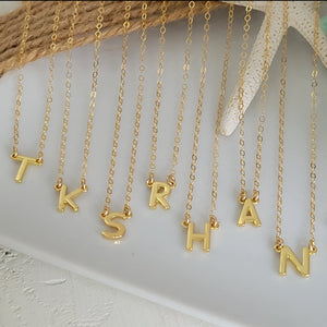 Tiny Gold Initial Necklace - 14kt Gold Filled - Any Initial