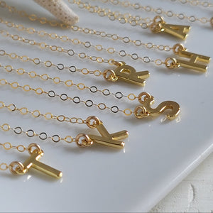 Tiny Gold Initial Necklace - 14kt Gold Filled - Any Initial