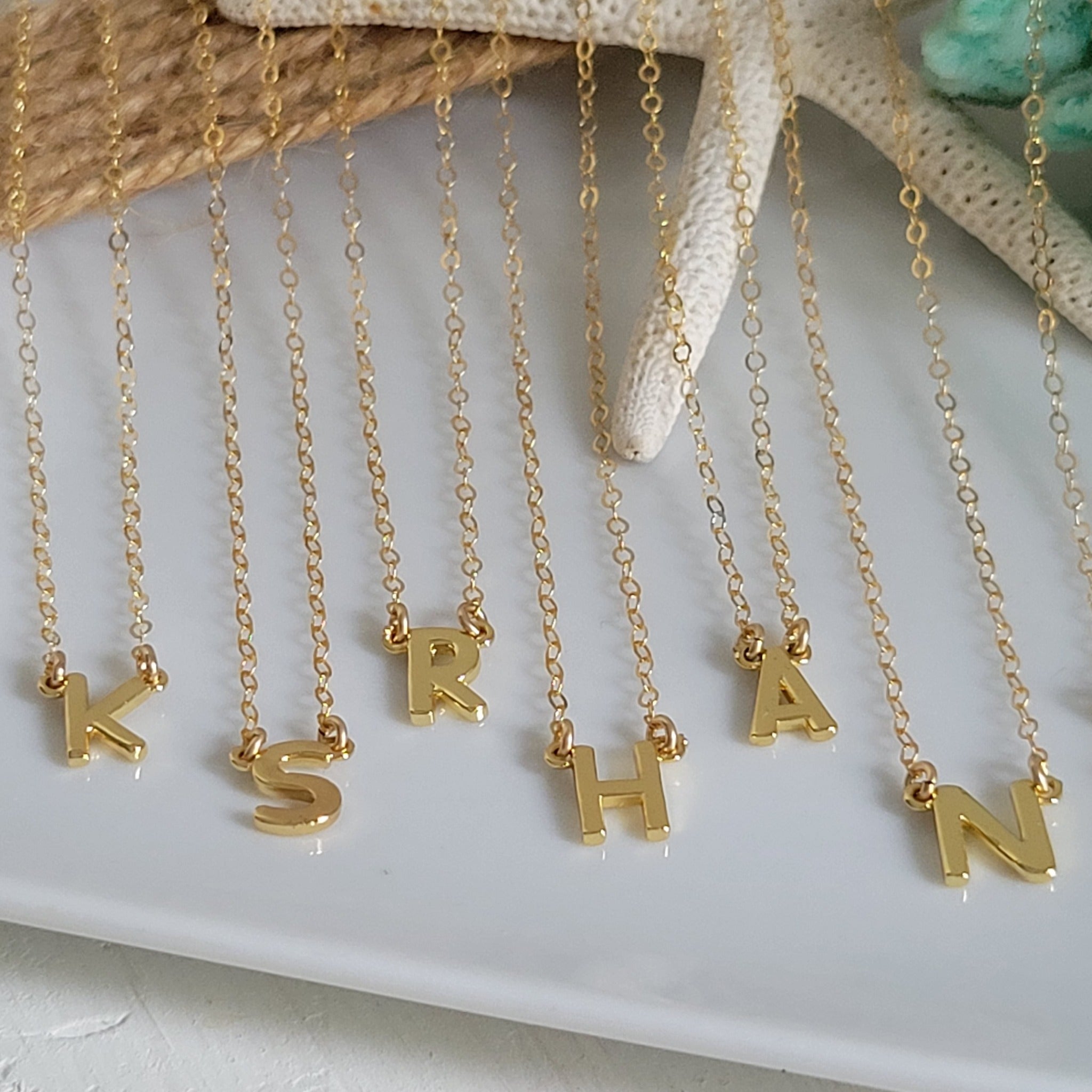 Tiny Gold Initial Necklace - 14kt Gold Filled - Any Initial