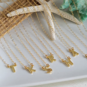 Tiny Gold Initial Necklace - 14kt Gold Filled - Any Initial