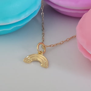 Children's Charm Necklace - Gold - Rainbow, Balloon Dog or Teddy Bear