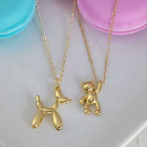 Children's Charm Necklace - Gold - Rainbow, Balloon Dog or Teddy Bear