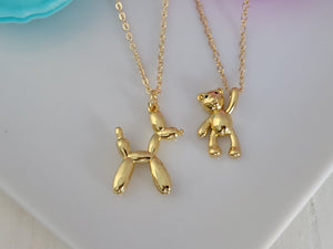 Children's Charm Necklace - Gold - Rainbow, Balloon Dog or Teddy Bear