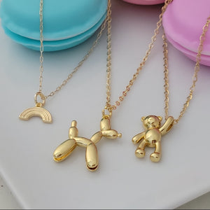 Children's Charm Necklace - Gold - Rainbow, Balloon Dog or Teddy Bear