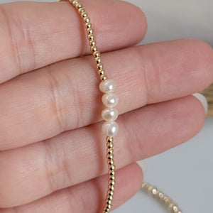 Gold Beaded and Pearl Charm Layering Bracelet - 2mm, 3mm, 4mm, 5mm