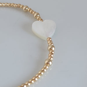 Gold Beaded and Pearl Charm Layering Bracelet - 2mm, 3mm, 4mm, 5mm