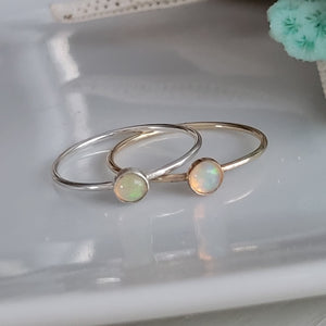Mini Opal Stacking Ring - 4mm - Sterling or Gold