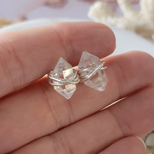 Herkimer Diamond Hand Wrapped Studs - Sterling - Gold - Rose Gold