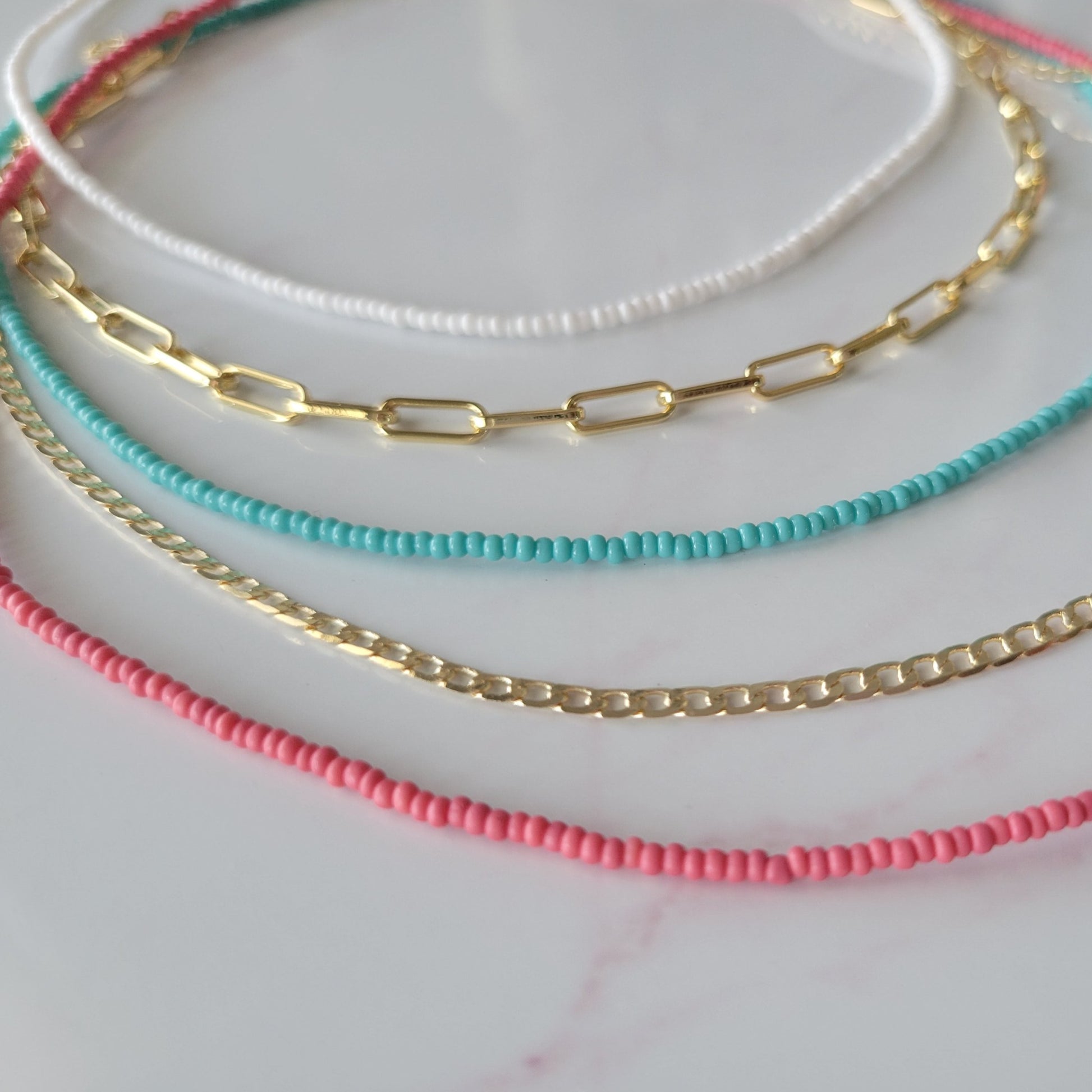 Seed Bead Layering Necklaces - Multiple Colors Available